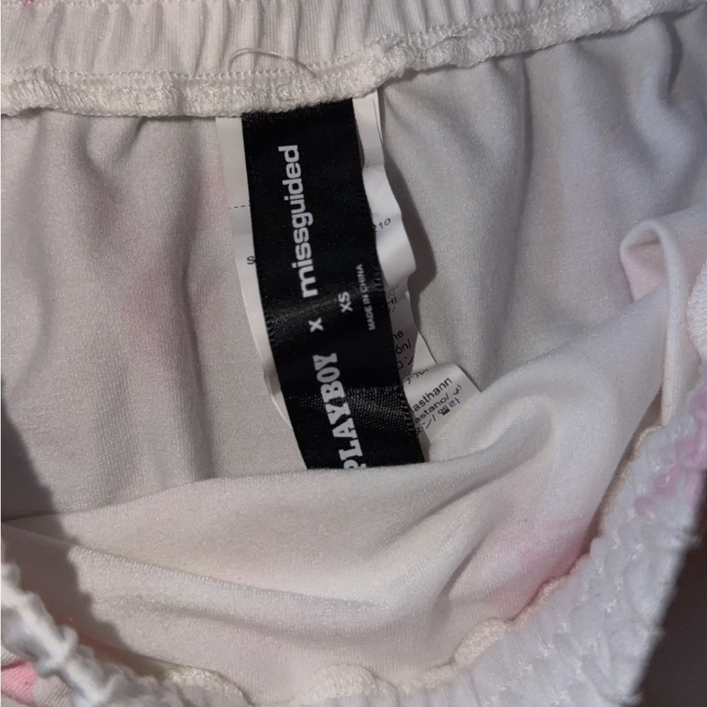 PLAYBOY White and Pink Bunny Print Pajama Set - Picture 3 of 4